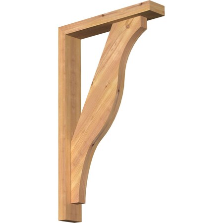 Ekena Millwork Funston Block Smooth Bracket w/ Offset Brace, Western Red Cedar, 3 1/2"W x 18"D x 30"H BKT0402X18X30FST05SWR